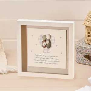 Tiny Little Fingers Baby Resin Couple Keepsake Wood Framed Shadow Box