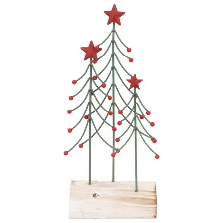Trio of Wire Christmas Trees on Wooden Base