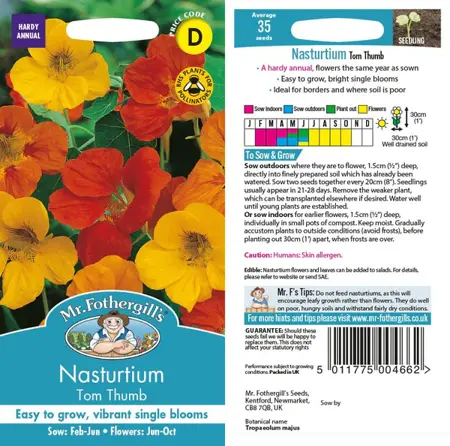 UK/CV-NASTURTIUM Tom Thumb Mix - image 1