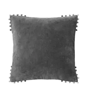 Velvet cushion charcoal p-fill 43x43cm