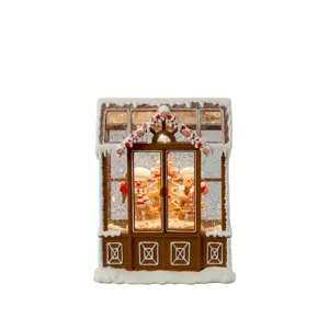 Water Lantern 3xAA Gingerbread House, Warm White LED, Timer - image 1
