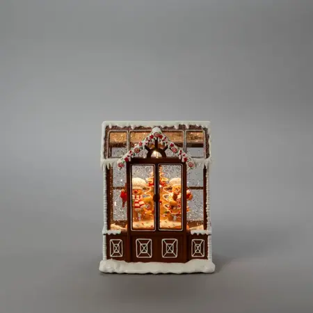 Water Lantern 3xAA Gingerbread House, Warm White LED, Timer - image 3