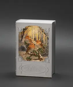 B/O WL, White Book with Robin birds 1 LED. Timer 5H 3xAA&USB - image 1