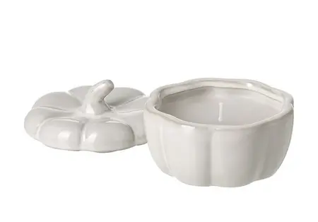 WHITE PORCELAIN PUMPKIN CANDLE