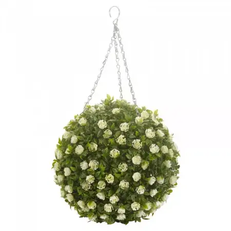 White Rose Topiary Ball 30cm - image 2