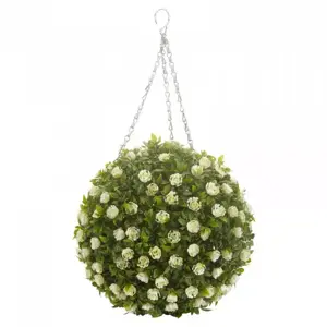 White Rose Topiary Ball 30cm - image 2
