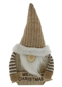 Wooden Christmas Gonk with Merry Christmas Sign – 25cm