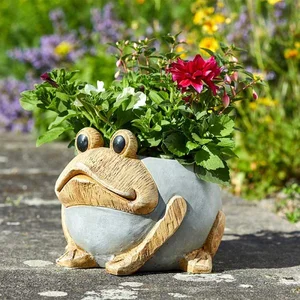 Woodstone Frog Planter - image 2