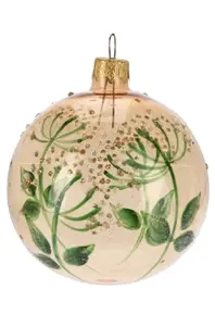 XMAS BALL 80MM FLOWER 3ASS
