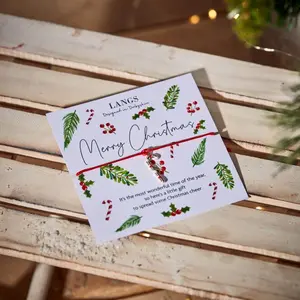 XMAS CANDY CANE BRACELET ON CHRISTMAS CHEER CARD WITH ENVELOPE