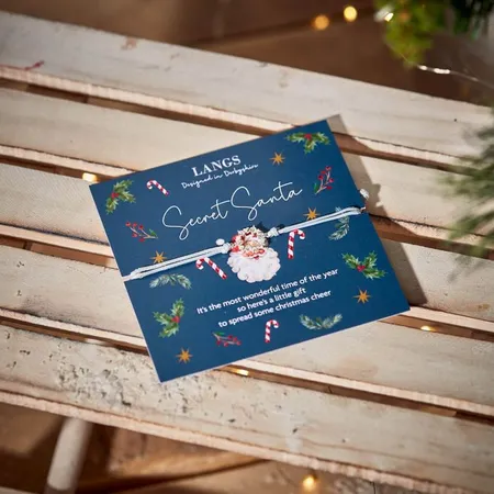 XMAS HEART WREATH BRACELET ON SECRET SANTA CARD WITH ENVELOPE