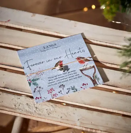 XMAS ROBIN BRACELET ON FOREVER IN OUR HEARTS CARD WITH ENVELOPE