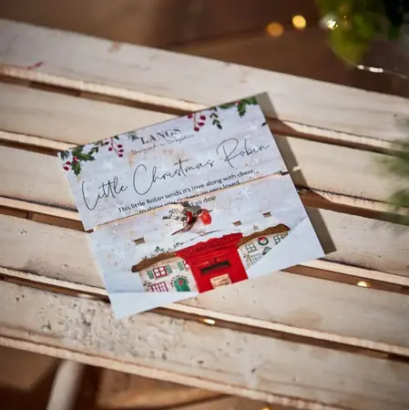 XMAS ROBIN BRACELET ON LITTLE CHRISTMAS CARD WITH ENVELOPE