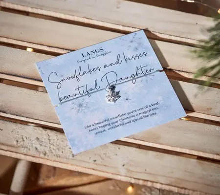 XMAS SNOWFLAKE BRACELET ON BEAUTIFUL DAUGHTER CARD WITH ENVELOPE