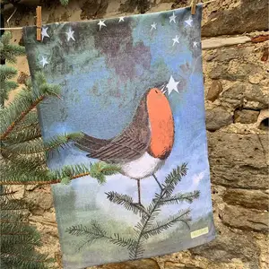 XTT14 ROBIN & STAR TEA TOWEL
