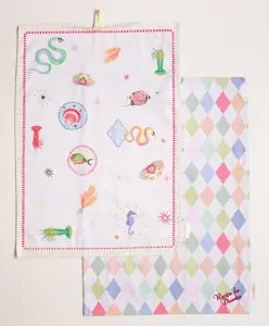 Yvonne Ellen Set Of 2 Tea Towels Harlequin